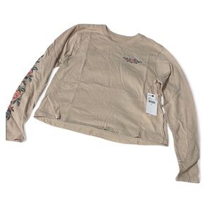 NWT O’Neill Light Tan Cement Girls Flower Vinez Long Sleeve Shirt Size XL Youth